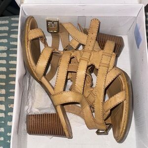White Mountain Beige Strappy Block Heel Sandals